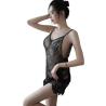 Buy cheap Floral Plus Babydoll Lingerie L-5XL Sleeveless Knitted White Lace Lingerie Suspenders from wholesalers