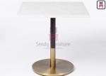 Square Contract Marble Meeting Wooden Dinning Table Dual Color Iron Base