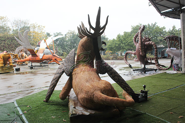 Outdoor Realistic Animatronic Dinosaur Interesting Brown Color Monster