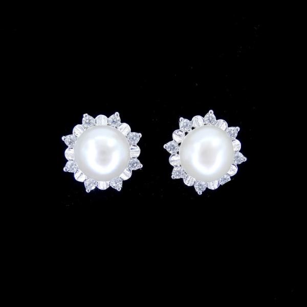 Buy cheap Plated Rhodium Freshwater Pearl Earrings Customized 925 Silver Jewellery from wholesalers