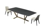 Buy cheap Modern Marble Bronze Stainless Steel Base 1.8 Large Table Customized Black Slate Dining Table from wholesalers