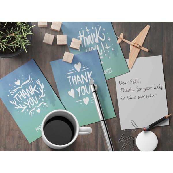 Festival Small Thank You Message Card CMYK Color Snow Christmas Greeting Postcard