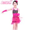 Buy cheap Colorful Latino Dance Wear Black Cerise Waistband 3 Tiers Dance Fringe Skirt from wholesalers