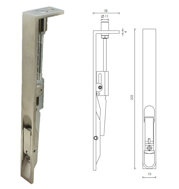 Timber Door Flush Bolt Door Fitting Hardware Stainless Steel Various Length Option