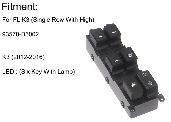 Red Light Auto Power Window Switch Front Left Hyundai K3 Single Row Low Six Key