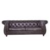 Buy cheap Vintage Dark Brown Leather Three Seater Sofa Fine Upholstering Buttons Strong Frame from wholesalers