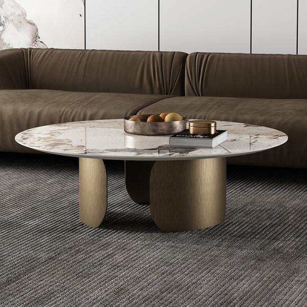 Buy cheap Extravagant 12mm Thick Round Rock Coffee Table Rock Plate Stainless Steel Foot from wholesalers
