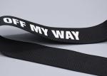 Clothing Custom 20mm Black Polyester Webbing White Logo Screen Printed Labels