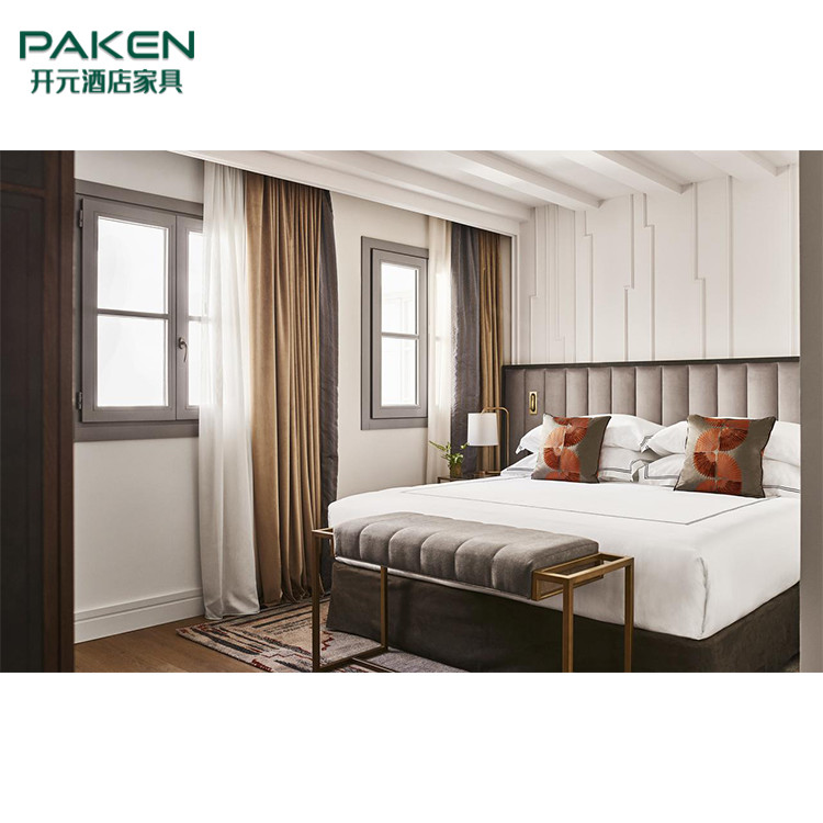 European Style Hotel Bedroom Furniture Sets Champagne Color
