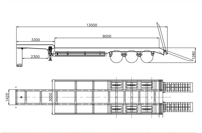 - 3 Axles Detachable Lowbed Modular Lowboy Semi Trailer Equipment with Hydraulic Ramp
