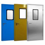 Wall Mounted Hospital Swing Door Wathet Grey Low Noise ≤50dB