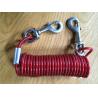 Buy cheap Big red stainless steel wire coiled dog leashs with big heavy duty snap hooks on each end from wholesalers