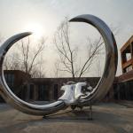 Stainless Steel Sculpture Mammoth Skull Design with Mirror Polishing