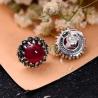 Buy cheap Women Retro Earrings 925 Sterling Silver Synthetic Ruby Stud Earrings (044760) from wholesalers