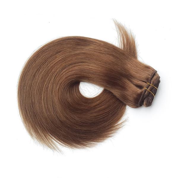 Buy cheap Full Cuticles Brazilian Peruvian Virgin Human Hair Machine Weft Clip In Hair Extension Brown Color from wholesalers