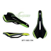 Buy cheap Ergonomic Leather Bike Saddle Black Green Waterproof Cover Shock Absorption for product
