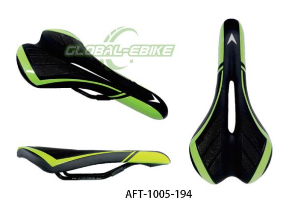 Buy cheap Ergonomic Leather Bike Saddle Black Green Waterproof Cover Shock Absorption for Road Bikes from wholesalers