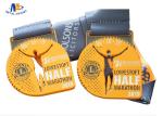 Round Custom Sports Medals / Spray Yellow Cut Out And Soft Enamel Medailles With