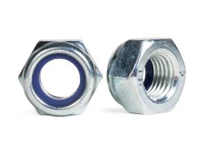 China Carbon Steel Blue White Galvanized Hexagon Self Lock Nut Zinc Plated DIN985 DIN982 on sale
