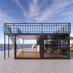 40FT Hurricane Proof Modular Home Glass Wall Terrace Prefab House for Steel