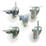 100mm White Plastic Solid Wheel Light Duty Casters Square Plate Swivel Head