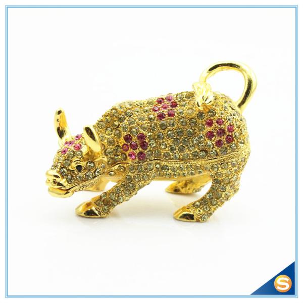 Wall Street Full Of Rhinestone Lucky Cattle Trinket Box Decoration Animal