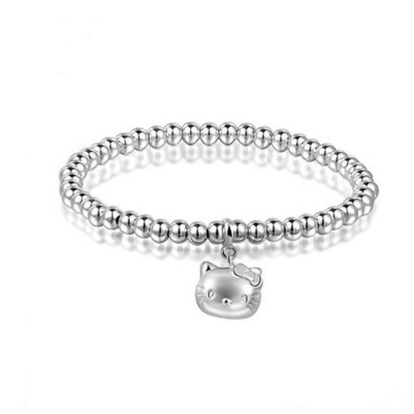 Buy cheap 5mm Sterling Silver Beads Bracelet with 925 Silver Cat Charm 6.5 inches (B120703) from wholesalers