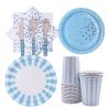 Buy cheap Boys Christmas Blue Strip Birthday Paper Plates And Napkins Cups from wholesalers