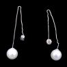 Buy cheap Lady Silver Pearl Earrings Elegant Design / CZ Jewellery Freshwater Pearl Earrings from wholesalers