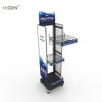 Movable 3-Tiers Black Metal Bottled Water Display Shelf