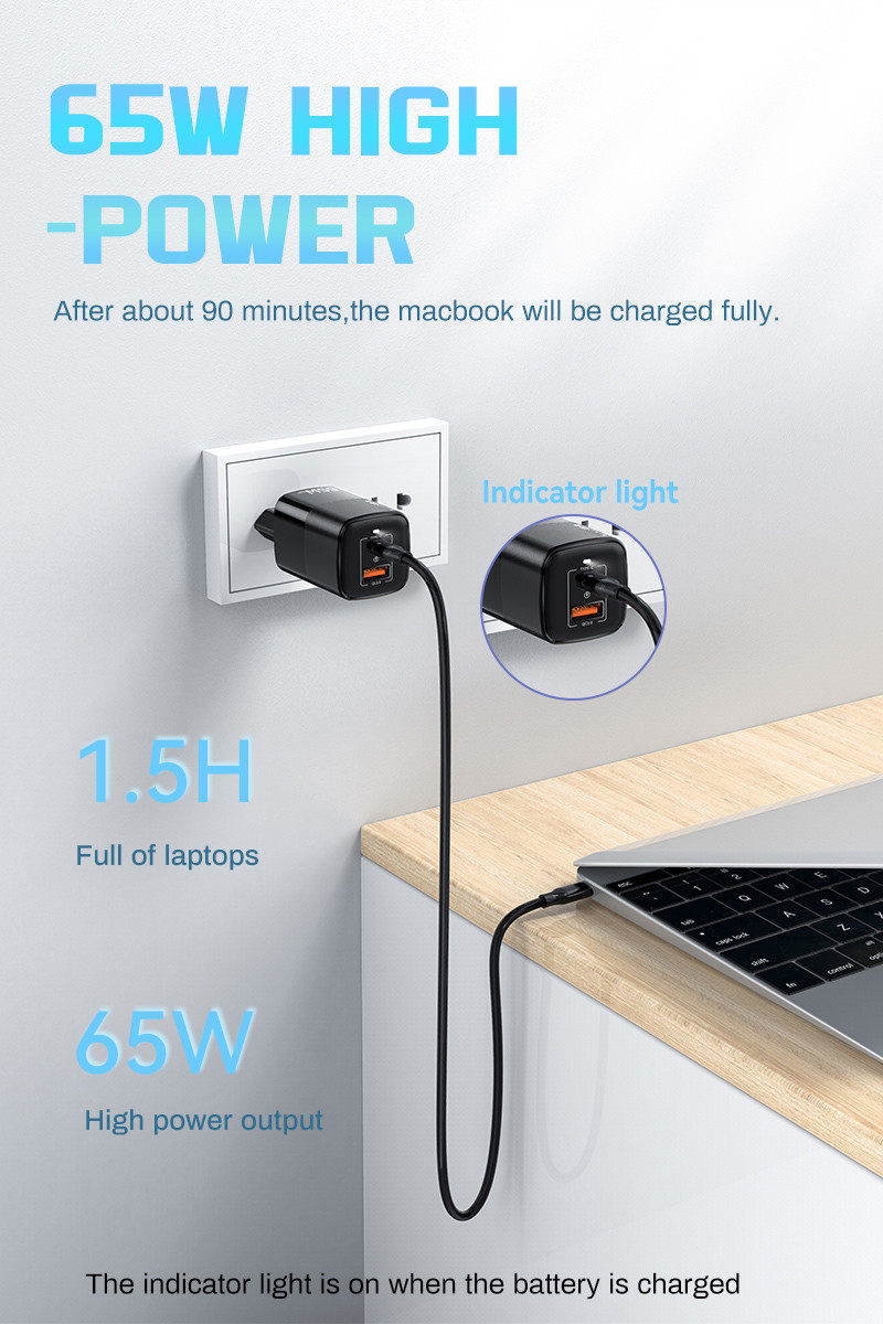 PD38 GaN 65w Portable Charger Fast Charging USB Wall Charger