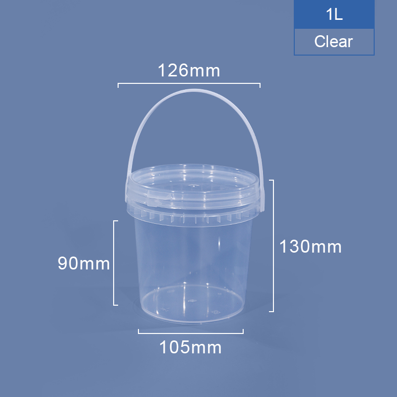 Food Grade Round Clear PP Plastic Buckets With Pastic Handle and Silk Screen Printing