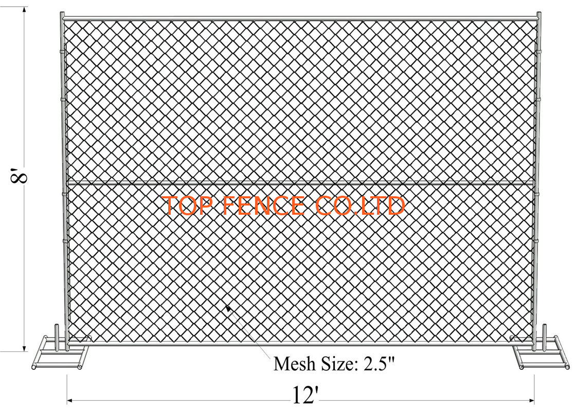 6'x10' temporary chain link fence ,construction panels tubing 1½"(38mm) x 15.5ga/1.70mm wall thick chain mesh2¼"50mm