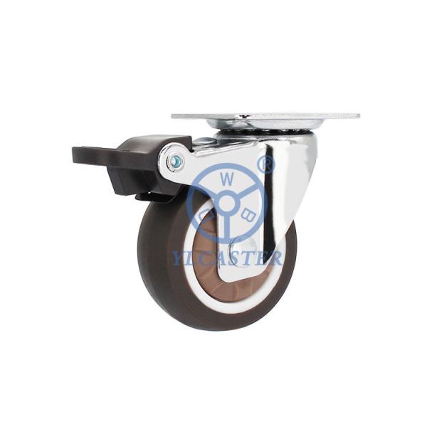 Buy cheap Brown Thermoplastic Rubber Caster Wheels Single Lock 2 Inch Soft Wheel For Cosmetics Store Shelves from wholesalers