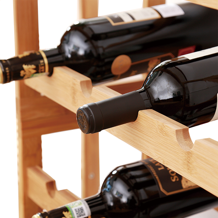 Direct Natural Bamboo Color Non-folding Wine Rack with 4 Layers and 16 Bottle Capacity