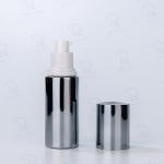 40ml Glass Grey smooth Cylinder with white pump for lotion bottle
