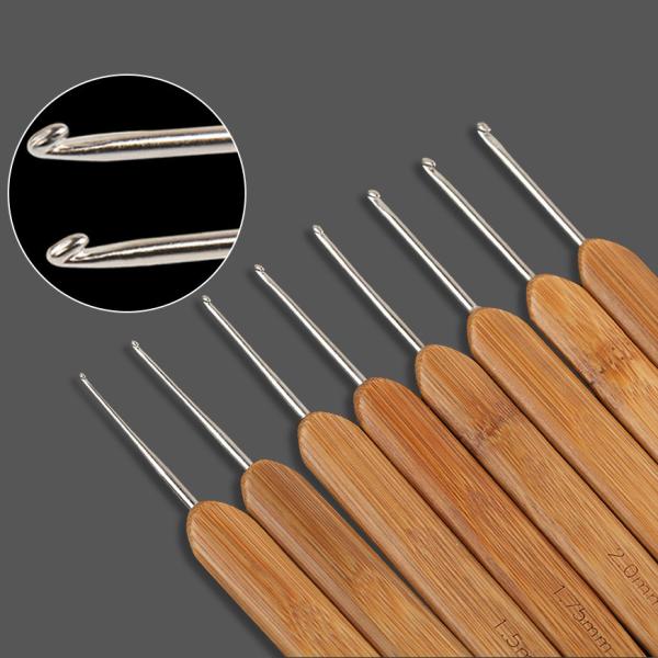 Buy cheap Bamboo Handle Crochet Hook Set Knitting Needles Stainless Steel Head Sewing Accessories from wholesalers