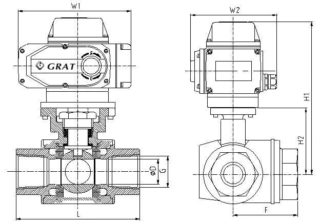 Stainless Steel 3 Way Electric Ball Valve