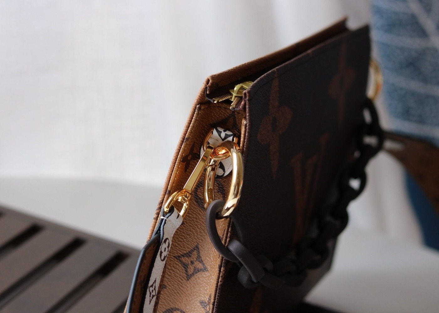 M47547 Wash Bag Monogram Carvas And Genunie Leather Luxury Chain Bag Make Up Cross-Body Bag