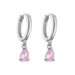 Gold Plated 18K Hoop Earrings Rectangle Water Drop Pink Zircon Diamond Pendant