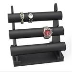 Three Floors Bracelet Holder Stand , Black Velvet Bracelet Display 34x185x270mm