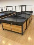 Metal Supermarket Fruit And Vegetables Shelves 2 Layers Display Rack