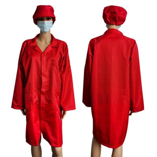 Buy cheap Antistatic Polyester Cotton Lab Coat Cleanroom ESD Safety Clothing Conductive Fiber from wholesalers
