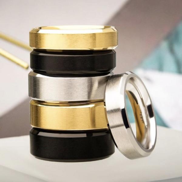 Buy cheap Modern Satin Finish Men Cobalt Chrome Ring Wedding Band With Beveled Edge from wholesalers