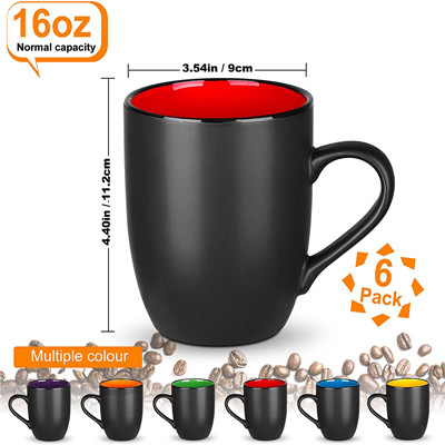 Restaurant 16 Ounce Ceramic Coffee Cups Multicolor For Coffee Tea Cappuccino