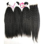 Kinky Straight Human Hair Peruvian Body Weave 22" No Smell Curling Safe