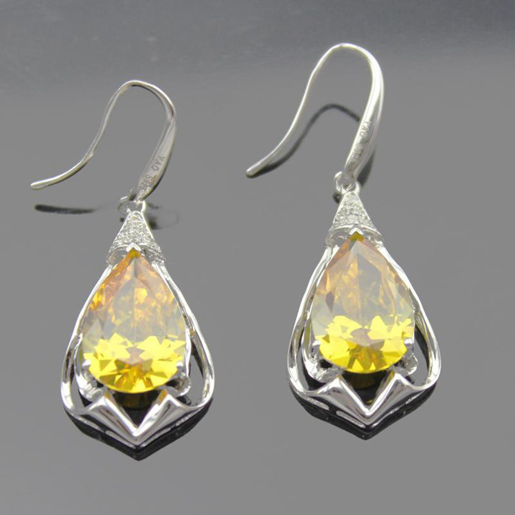 Fine Jewelry 925 Sterling Silver Garnet Cz Dangle Drop Earrings (PSJ02944)