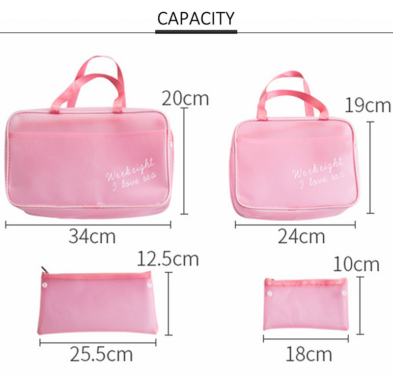 Pure Color Travel Portable Handle PVC Cosmetic Vanity Bag
