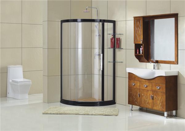 Buy cheap Black Aluminum Alloy Framed Shower Boxes Tempered Glass CE Certification with Shelf from wholesalers