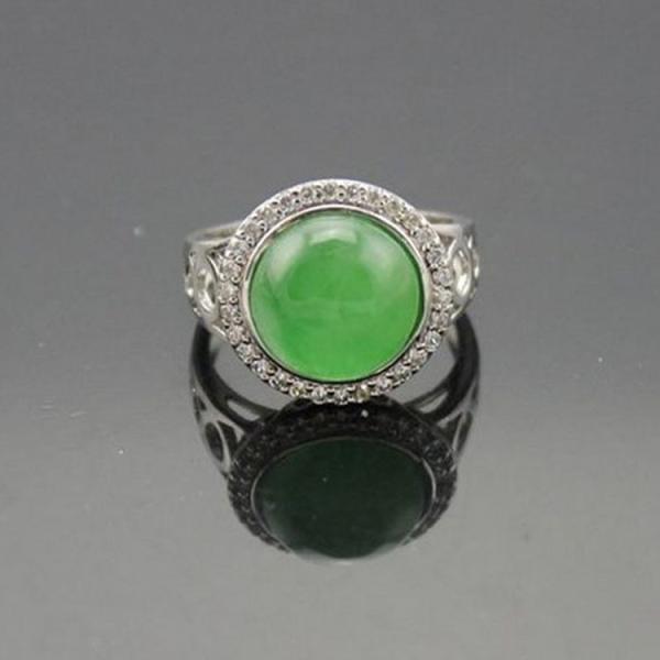 Buy cheap Silver Jewelry 925 Silver 11mm Round Cubic Zirconia Jade Ring (R25) from wholesalers